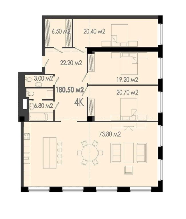 4-комнатная 180.5 м² в ЖК Дельмар Люкс от 24 050 грн/м², Днепр