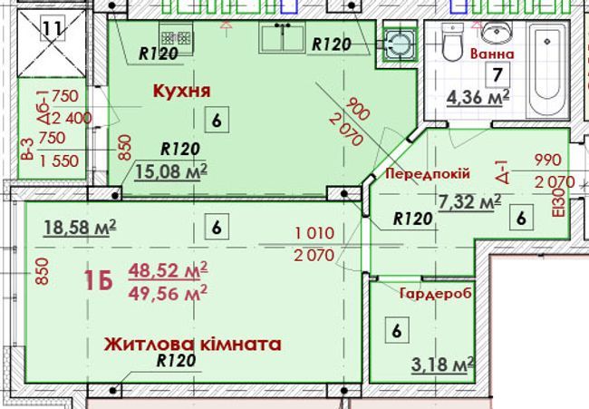 1-кімнатна 49.56 м² в ЖК ЖК Соняшник від 16 800 грн/м², Львів