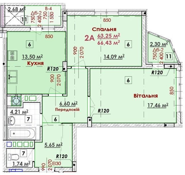 2-комнатная 66.43 м² в ЖК Соняшник от 16 500 грн/м², Львов