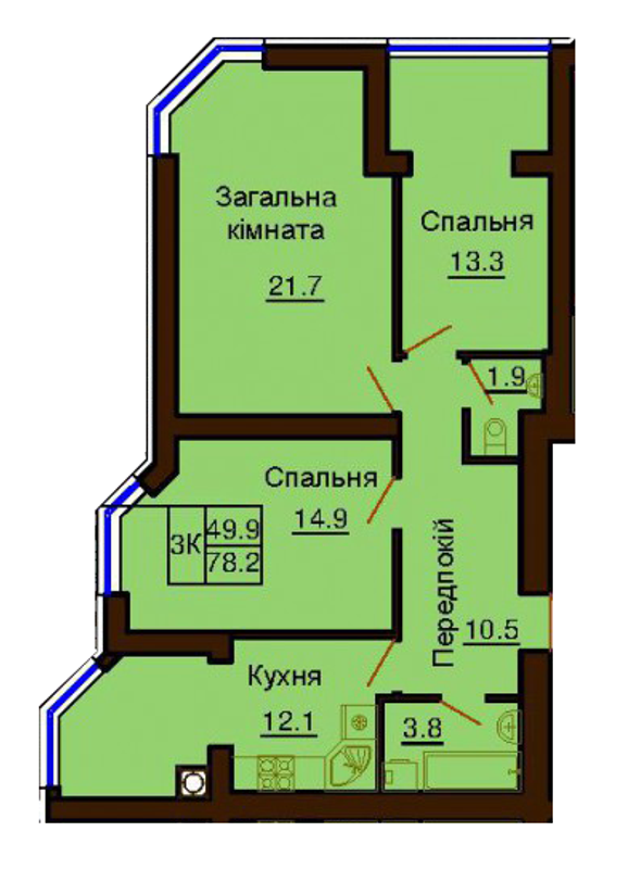 3-кімнатна 78.2 м² в ЖК Софія Клубний від 30 000 грн/м², с. Софіївська Борщагівка