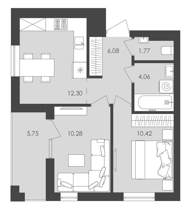 2-комнатная 46.64 м² в ЖК Avalon Time от застройщика, Львов