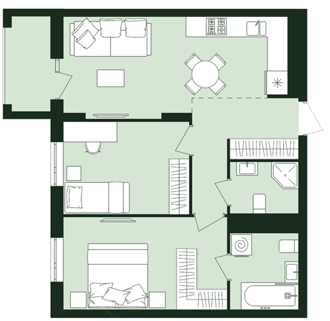 2-кімнатна 58.03 м² в ЖК Avalon Zelena Street від 17 100 грн/м², Львів