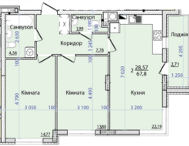 2-комнатная 67.8 м² в ЖК Континент от 25 000 грн/м², с. Сокольники