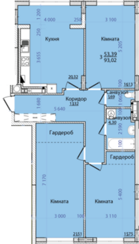 3-комнатная 93.02 м² в ЖК Континент от 24 000 грн/м², с. Сокольники