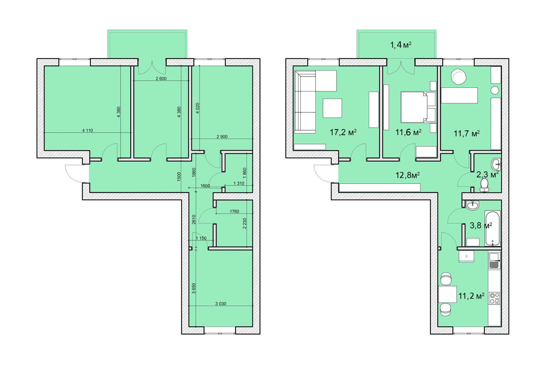 3-кімнатна 72 м² в ЖК Покровський Двір від 16 900 грн/м², смт Чабани