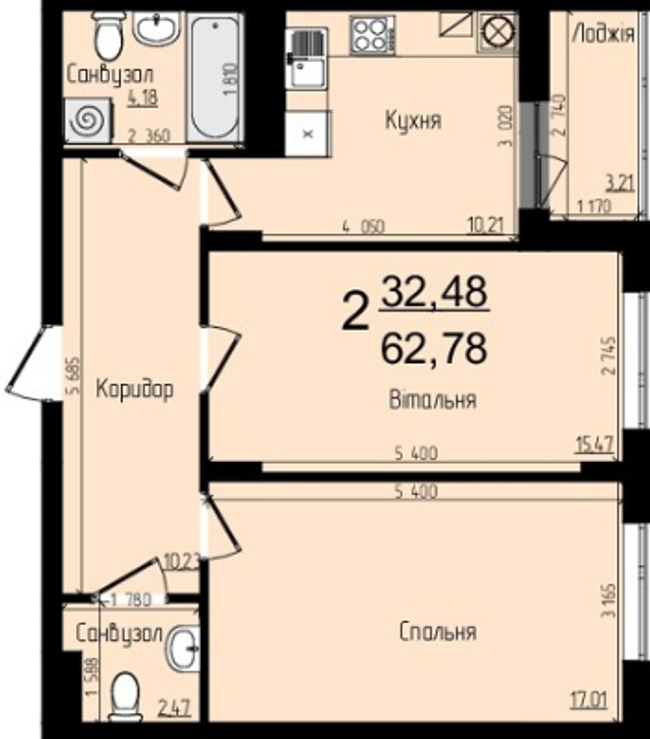 2-кімнатна 62.78 м² в ЖК Plus від забудовника, Львів