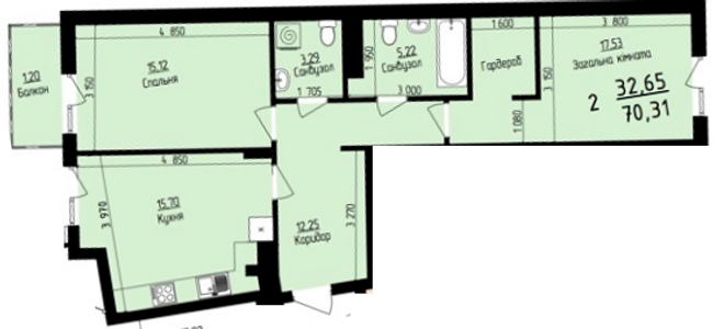 2-кімнатна 70.31 м² в ЖК Plus від забудовника, Львів