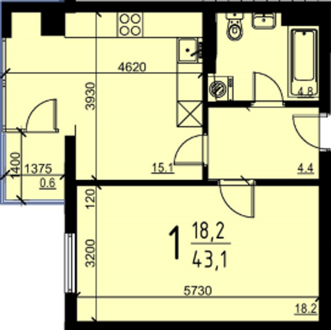 1-комнатная 43.1 м² в ЖК Plus на Роксоляны от застройщика, Львов