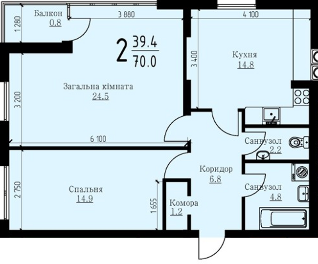 2-кімнатна 70 м² в ЖК Plus на Роксоляни від забудовника, Львів