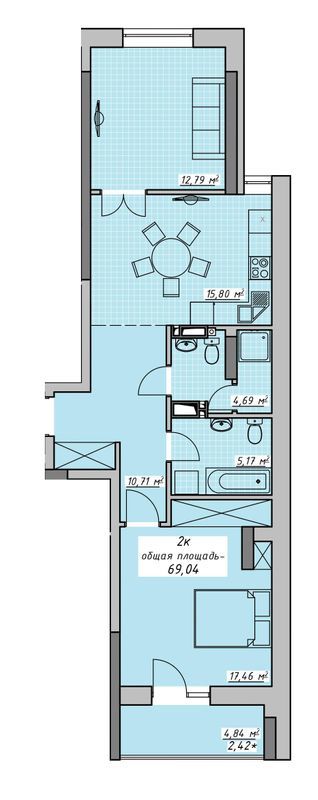 2-кімнатна 69.04 м² в ЖК Otrada Sky від 36 150 грн/м², Одеса