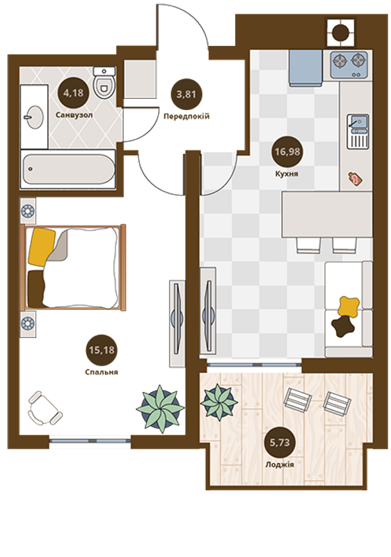 1-кімнатна 43.02 м² в ЖК Villa Magnolia Spring від 24 350 грн/м², Львів