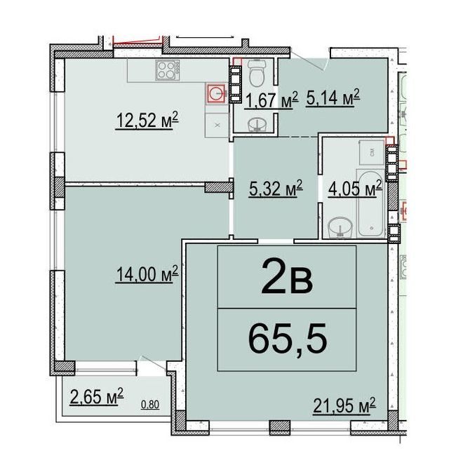 2-комнатная 65.5 м² в ЖК Белый Шоколад от 16 500 грн/м², Львов