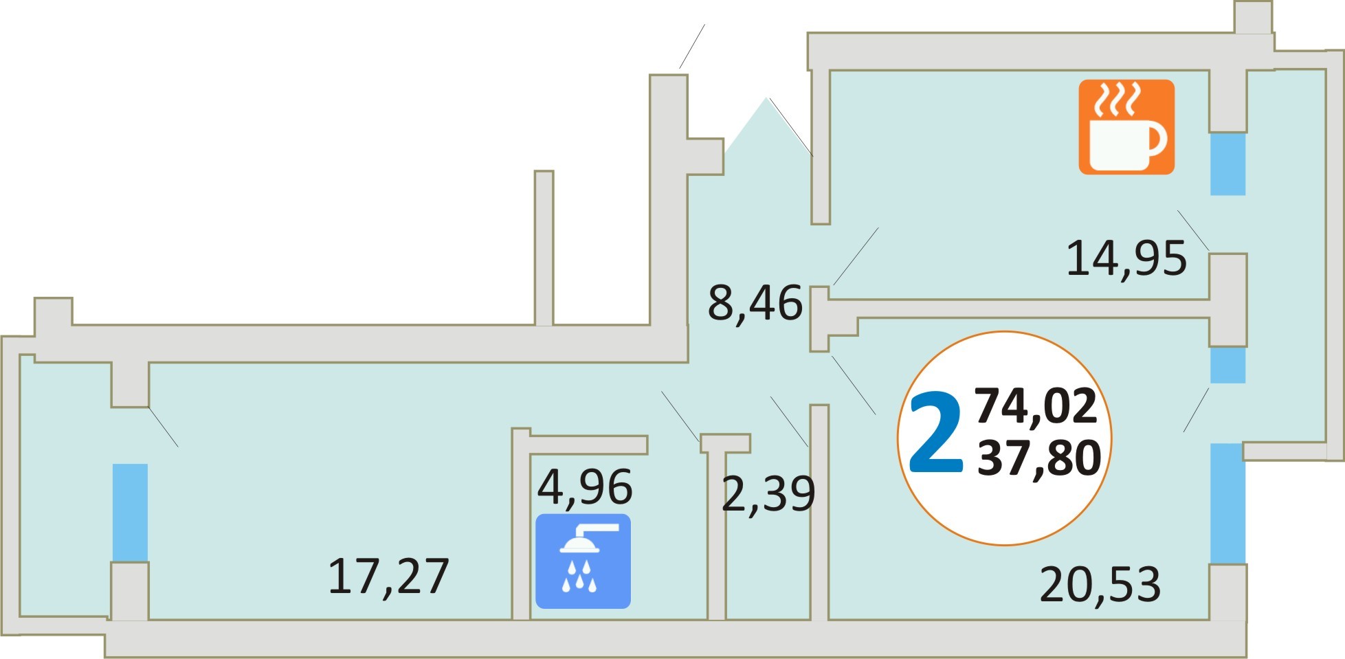 2-кімнатна 74.02 м² в ЖК Еко-дім на Стрийській від забудовника, Львів