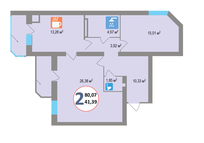 2-кімнатна 80.07 м² в ЖК Еко-дім на Тракті від 12 000 грн/м², с. Лисиничі