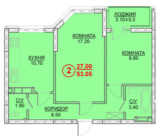 2-кімнатна 53.05 м² в ЖК Велесгард від 23 000 грн/м², м. Вишгород
