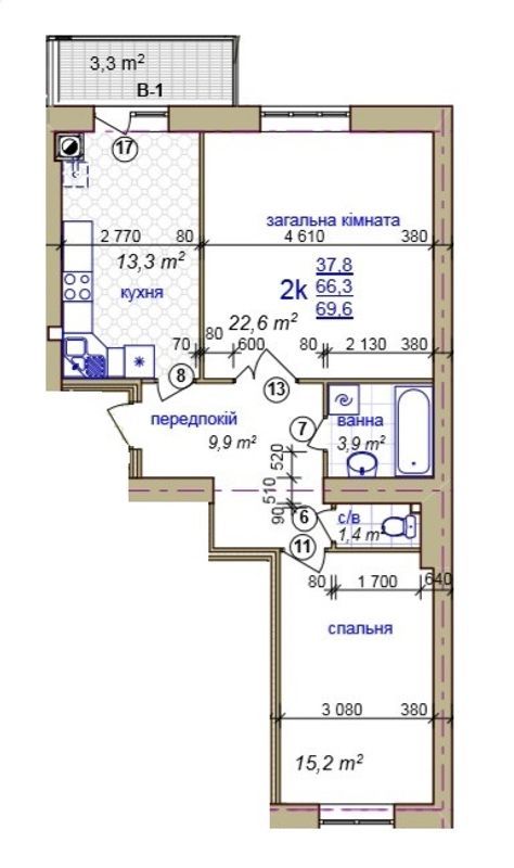 2-кімнатна 69.6 м² в ЖК на вул. Жасминова, 5 від 18 000 грн/м², Львів