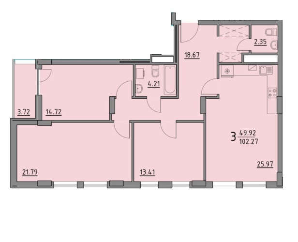 3-комнатная 102.27 м² в ЖК Praud Premium от 36 300 грн/м², Львов