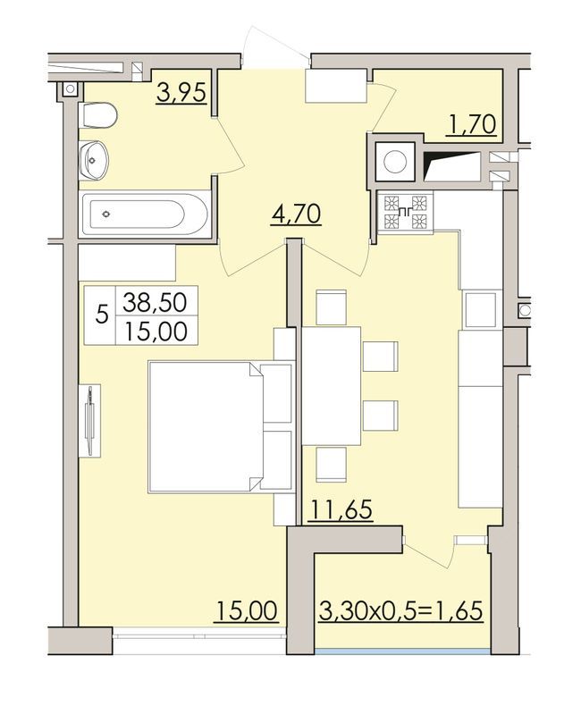 1-комнатная 42.1 м² в ЖК Седьмое Небо от 15 200 грн/м², Львов
