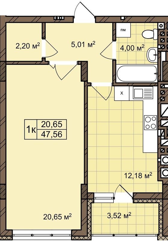 1-кімнатна 47.56 м² в ЖК вул. Пасічна, 25А від 36 300 грн/м², Львів