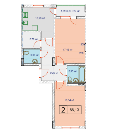 2-кімнатна 66.13 м² в ЖК ну вул. Розточчя, 122 від 15 000 грн/м², Львів