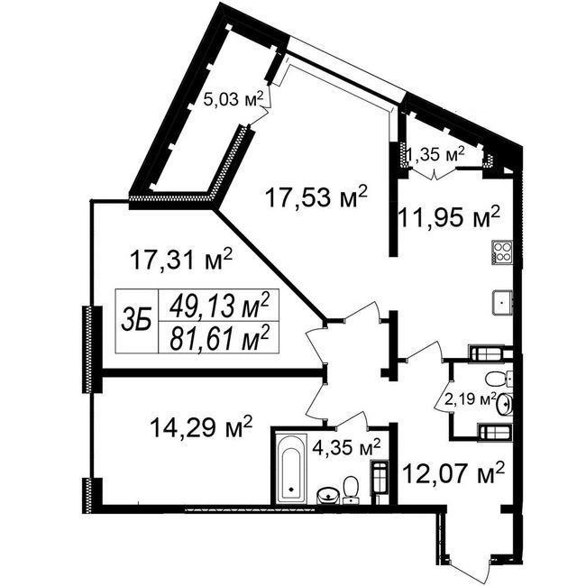 3-комнатная 81.61 м² в ЖК Счастливый Platinum от 35 000 грн/м², Львов