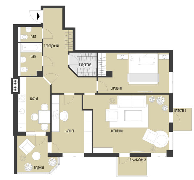 3-комнатная 94.12 м² в КД Люксембург от застройщика, Львов