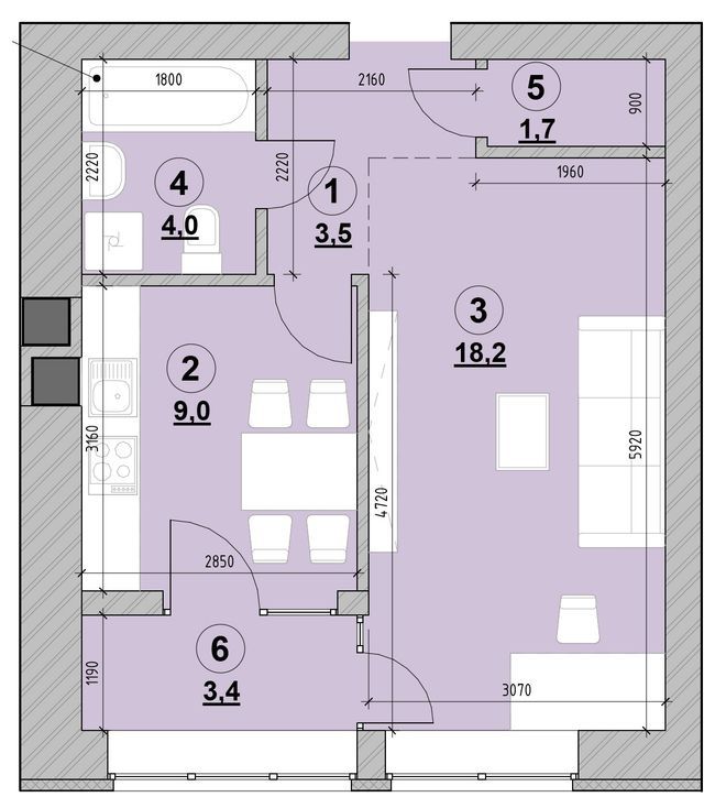 1-комнатная 39.7 м² в ЖК Компаньон от 14 350 грн/м², с. Сокольники