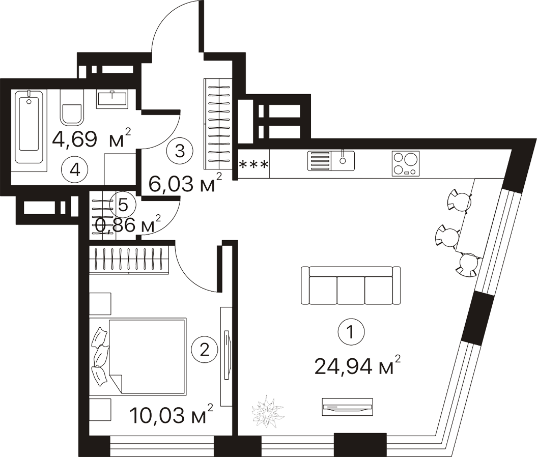 1-кімнатна 46.55 м² в ЖК Terracotta від 20 373 грн/м², Київ