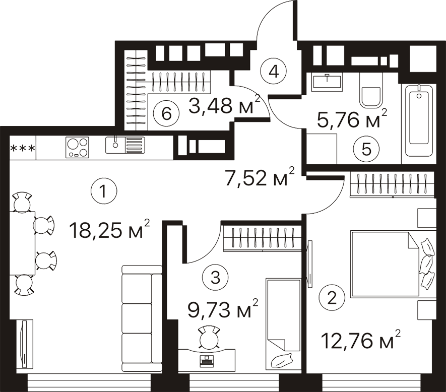 2-комнатная 57.5 м² в ЖК Terracotta от 23 200 грн/м², Киев