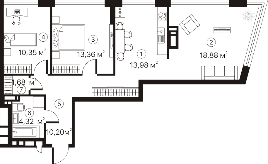 3-комнатная 72.77 м² в ЖК Terracotta от 27 100 грн/м², Киев