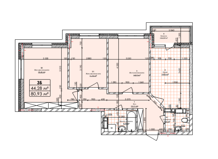 3-кімнатна 80.93 м² в ЖК Бережанський від 31 000 грн/м², Київ