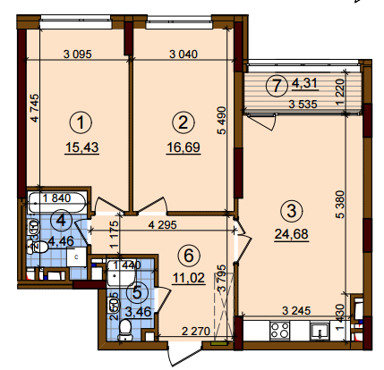 2-комнатная 80.05 м² в ЖК Варшавский Микрорайон от застройщика, Киев