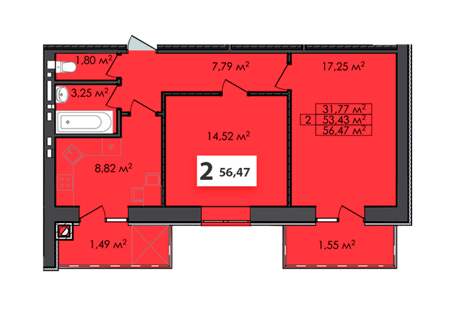 2-кімнатна 56.47 м² в ЖК Сусіди від 18 000 грн/м², м. Винники