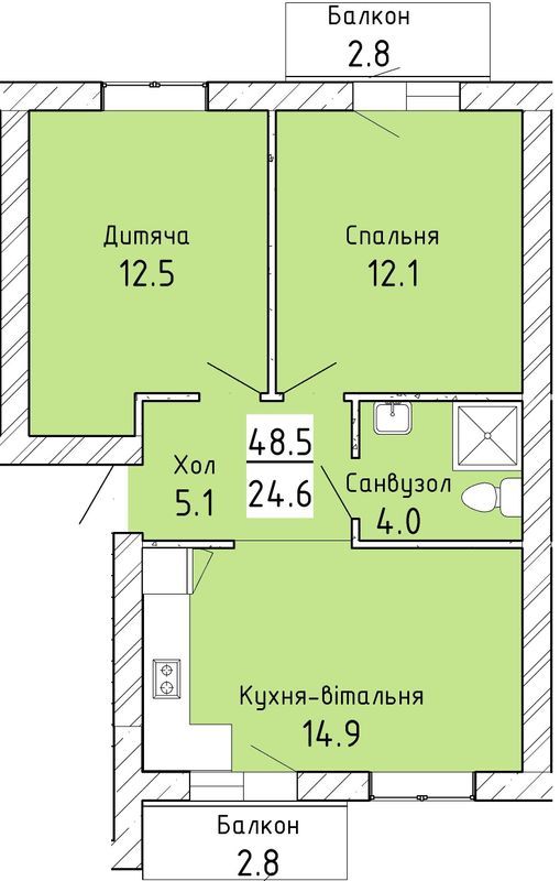 2-кімнатна 48.5 м² в ЖК Lemberg від 10 050 грн/м², с. Ременів