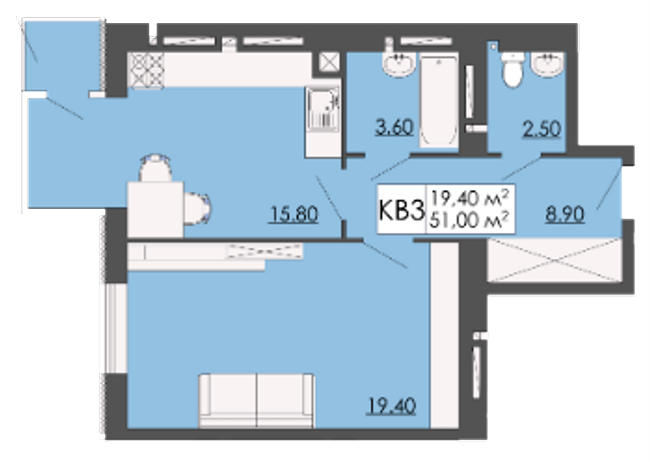 1-комнатная 51 м² в ЖК Родинна казка от 12 000 грн/м², пгт Запытов