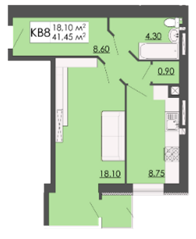 1-кімнатна 41.45 м² в ЖК Родинна казка від 12 000 грн/м², смт Запитів