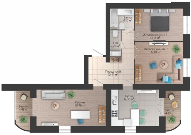 3-кімнатна 86.73 м² в ЖК Престиж від забудовника, м. Мостиська