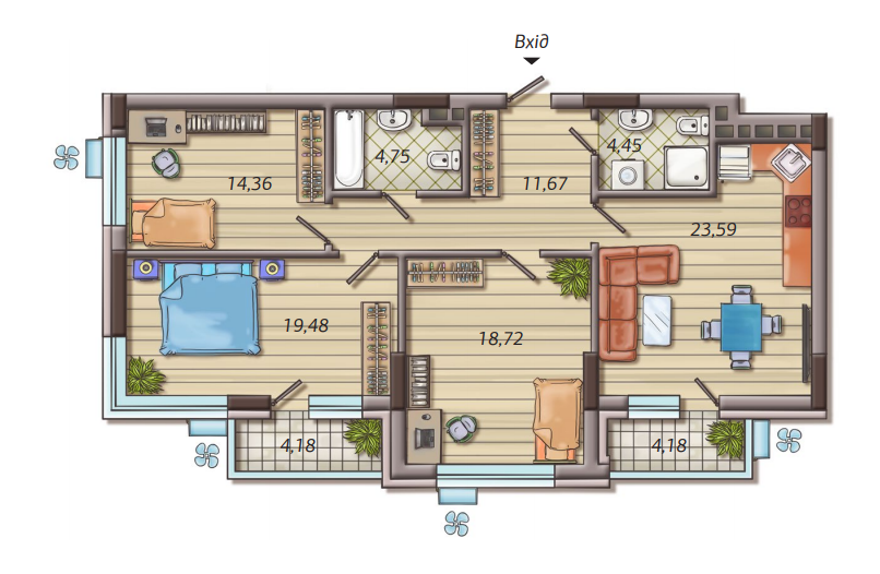 3-кімнатна 103.7 м² в ЖК Французький квартал 2 від 44 500 грн/м², Київ