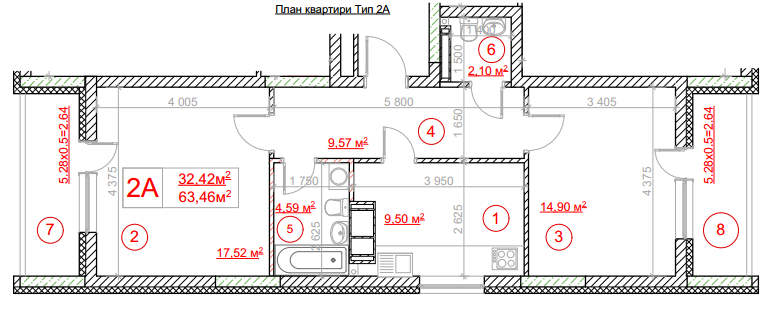 2-комнатная 63.5 м² в ЖК Рідне місто от застройщика, Киев