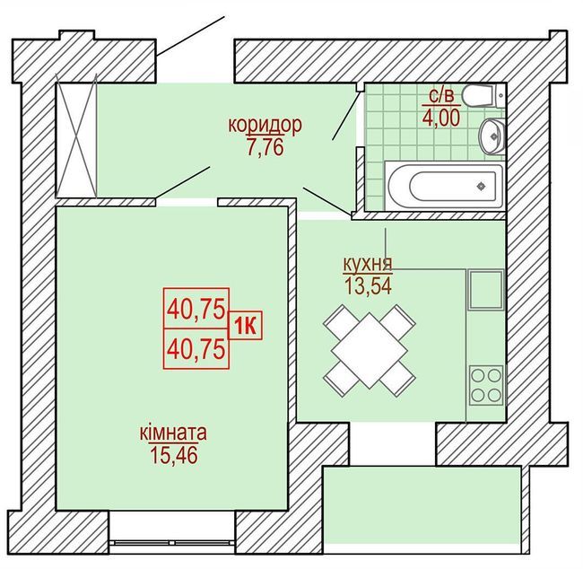 1-комнатная 40.75 м² в ЖК Паркова алея от застройщика, Ивано-Франковск