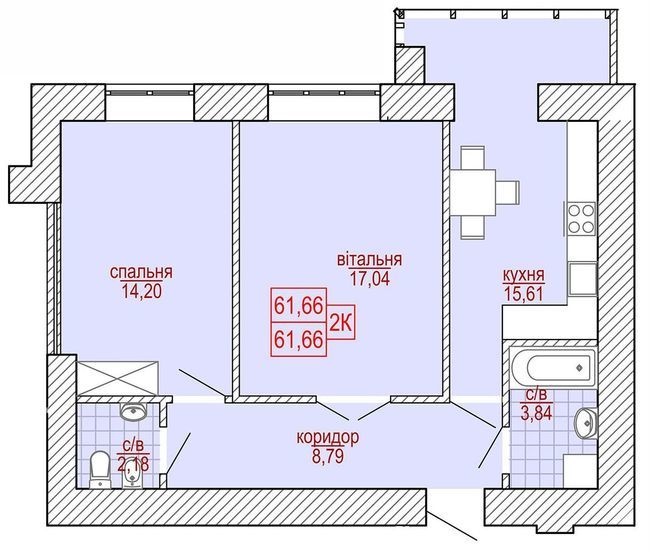 2-комнатная 61.66 м² в ЖК Паркова алея от 10 150 грн/м², Ивано-Франковск