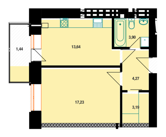 1-кімнатна 43.66 м² в ЖК Dream Town від забудовника, Івано-Франківськ
