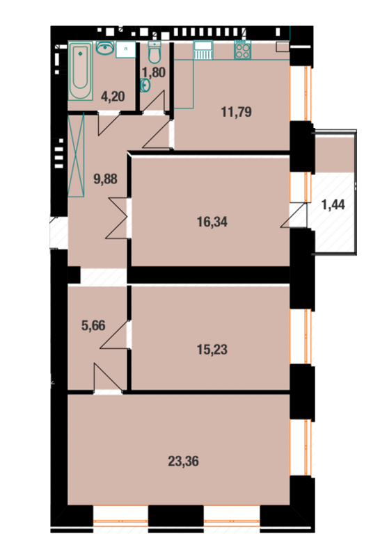 3-комнатная 89.7 м² в ЖК Dream Town от застройщика, Ивано-Франковск