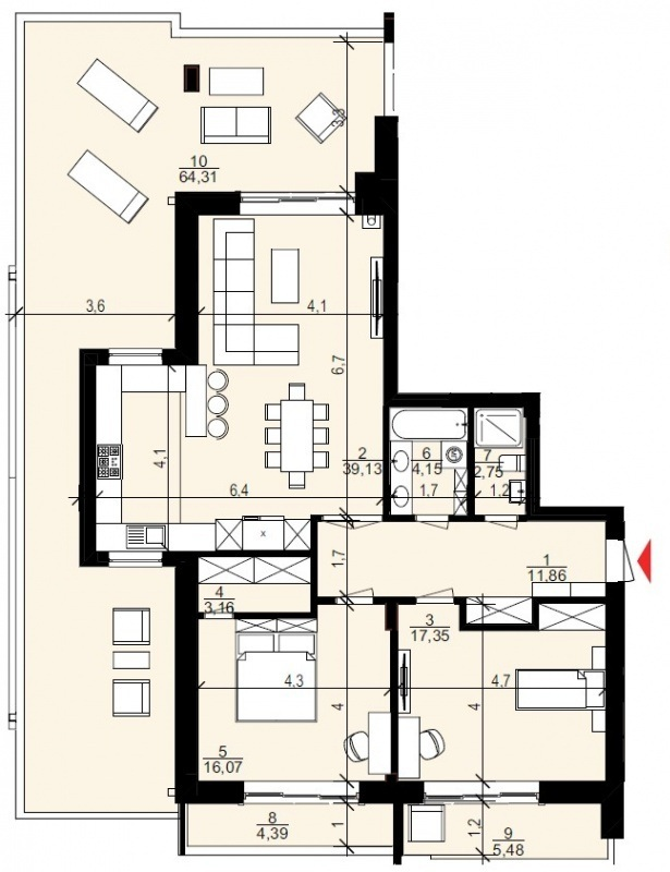 2-комнатная 95.37 м² в ЖК Хвиля Lux от 19 550 грн/м², пгт Брюховичи