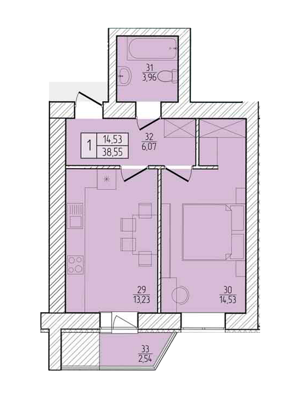 1-комнатная 38.55 м² в ЖК Злагода от 13 500 грн/м², г. Винники