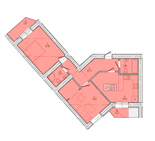 2-кімнатна 68.59 м² в ЖК Злагода від 17 500 грн/м², м. Винники