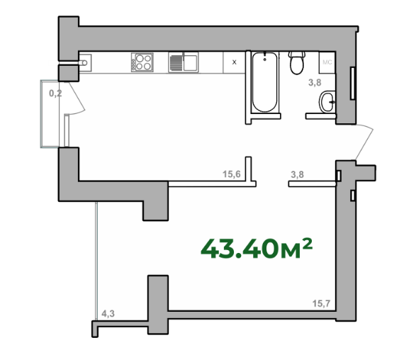 1-кімнатна 43.4 м² в ЖК Містечко Липки від 16 000 грн/м², Івано-Франківськ