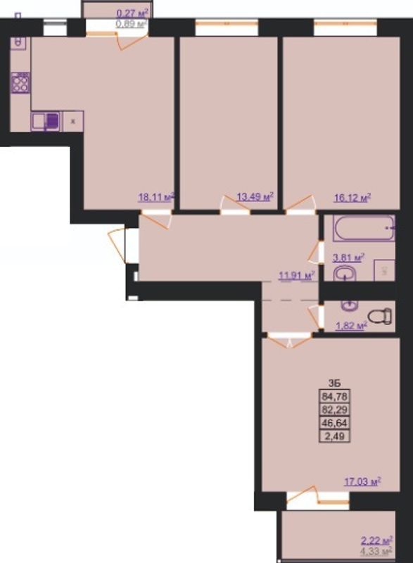 3-комнатная 84.78 м² в ЖК Світанковий от 10 500 грн/м², Ивано-Франковск