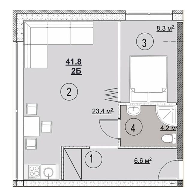 2-кімнатна 41.8 м² в Апарт-готель Premier Resort від 101 250 грн/м², с. Поляниця