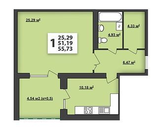 1-кімнатна 55.73 м² в ЖК М'ята Авеню від 15 500 грн/м², м. Винники